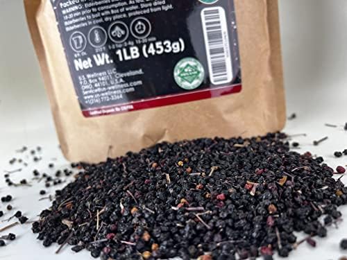 Elderberries U.S. Wellness Naturals – 1lb (Cosecha Silvestre Real) | 100% Orgánico Certificado USDA | Saúco Negro Seco a Granel para Jarabe, Gomas, - imagen 8