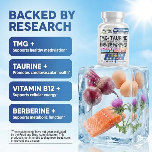 Suplementos Clean Nutra TMG 1000mg | Multivitamínico Metilado para Hombres y Mujeres | Taurina, B6, B12, D3, K2, Trimetilglicina, Magnesio, - imagen 3