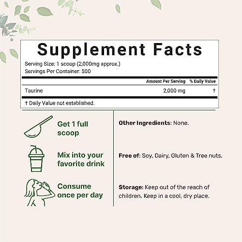 Suplemento en Polvo de Taurina Micro Ingredients | 1 KG, 2000mg por Porción | Sin Sabor | 100% Puro, Fácilmente Absorbible | Aminoácidos Esenciales - imagen 2