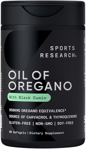 Sports Research® Aceite de Orégano 9500mg con Aceite de Semilla Negra y Aceite MCT de Coco - Suplemento Antioxidante Rico en Timoquinona y Carvacrol - imagen 1