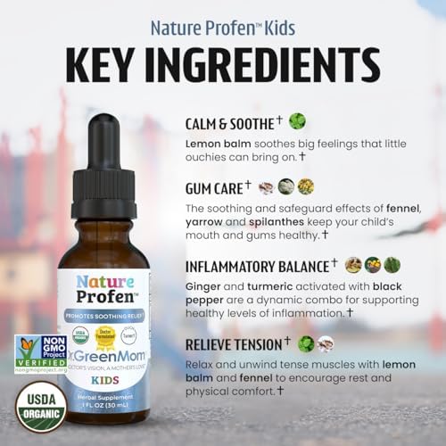 Dr. Green Mom Nature Profen - Alivio Natural para Bebés y Niños | Gotas Herbales Orgánicas USDA para Dentición y Malestar Ocasional - imagen 4