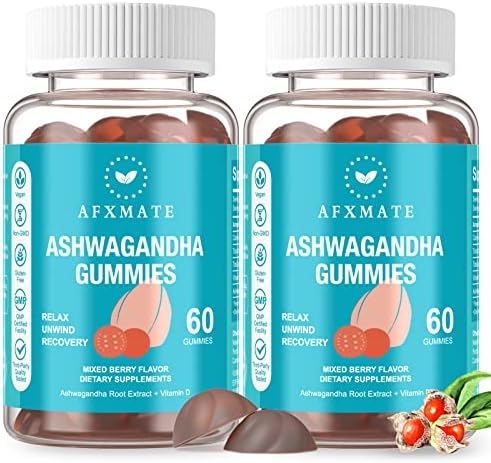 Gomitas de Ashwagandha y Vitamina D AFXMATE para Hombres y Mujeres, 120 piezas, Suplemento (Sin OGM, Sin Azúcar y Sin Gluten) - imagen 1