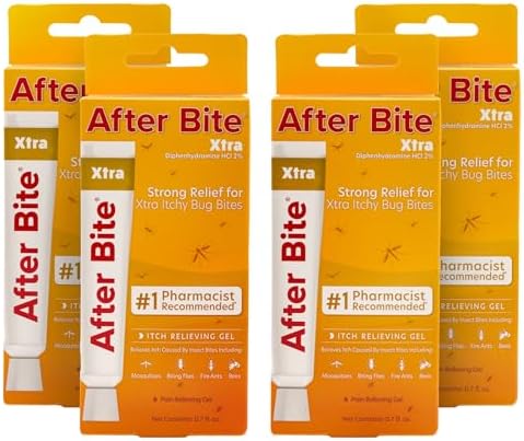 After Bite Fórmula Xtra - Alivio para Picaduras de Mosquitos, Hormigas de Fuego y Más - Gel Portátil con Diphenhydramine HCl - 0.7 oz (Paquete de 4) - imagen 1