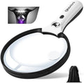 Lupa Grande con Luz, Lupa de Mano Iluminada con 3 Luces LED y 1 Luz UV, Incluye Bolsa de Almacenamiento y Paño de Limpieza para Lectura y Inspección - imagen 1