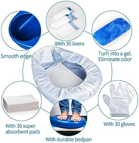 Set de Orinal MINIVON con 30 Forros Desechables, Almohadillas Súper Absorbentes y Guantes - Paquete de 30 Unidades - Orinal para Mujeres Ancianas y - imagen 3