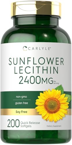 Cápsulas de Lecitina de Girasol Carlyle | 2400mg | 200 Píldoras | Rico en Fosfatidilcolina | Suplemento No GMO, Sin Soja, Sin Gluten - imagen 1