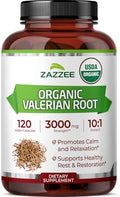 Zazzee Extracto de Raíz de Valeriana Orgánico USDA 10:1, 120 Cápsulas Veganas, 4 Meses de Suministro, Apoyo para Relajación y Ánimo, Hecho en EE. UU. - imagen 1