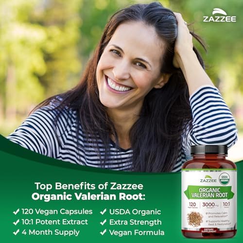 Zazzee Extracto de Raíz de Valeriana Orgánico USDA 10:1, 120 Cápsulas Veganas, 4 Meses de Suministro, Apoyo para Relajación y Ánimo, Hecho en EE. UU. - imagen 4