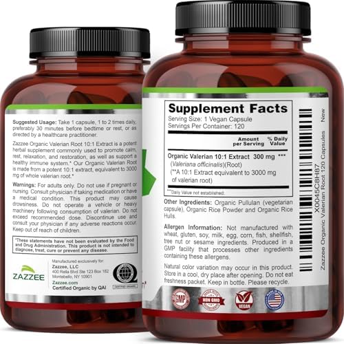 Zazzee Extracto de Raíz de Valeriana Orgánico USDA 10:1, 120 Cápsulas Veganas, 4 Meses de Suministro, Apoyo para Relajación y Ánimo, Hecho en EE. UU. - imagen 8