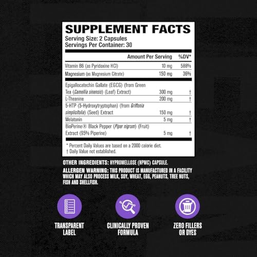 Jacked Factory Lean PM Quema Grasa Nocturna, Suplemento para Dormir y Supresor de Apetito - 60 Pastillas Veganas Sin Estimulantes - imagen 6