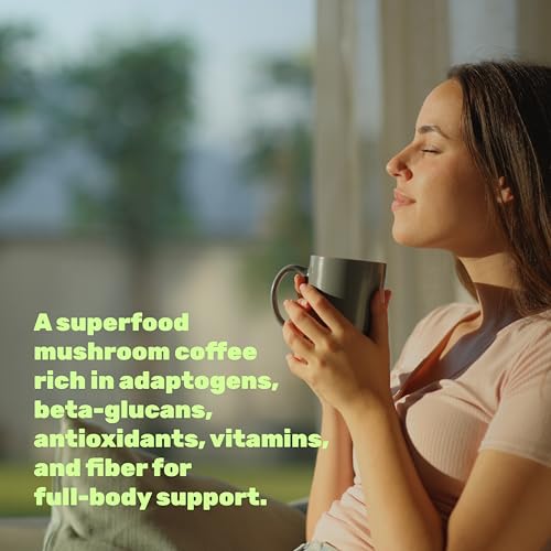 Café Orgánico de Hongos, 10oz – 10 Hongos Adaptogénicos con Café Arábica + Aceite MCT para Sabor Suave – Cola de Pavo, Melena de León, Cordyceps, - imagen 5