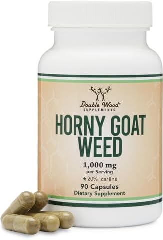 Horny Goat Weed para Hombres y Mujeres - Sin Rellenos (Máxima Potencia Epimedium Std. al 20% Icariins) 1,000mg por Porción, 90 Cápsulas de Doble - imagen 1