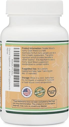 Horny Goat Weed para Hombres y Mujeres - Sin Rellenos (Máxima Potencia Epimedium Std. al 20% Icariins) 1,000mg por Porción, 90 Cápsulas de Doble - imagen 4