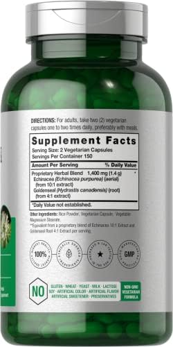Suplemento de Echinacea y Goldenseal Horbäach | 300 Cápsulas | Fórmula de Extracto Herbal Tradicional | Vegetariano, Sin OGM, Sin Gluten - imagen 2