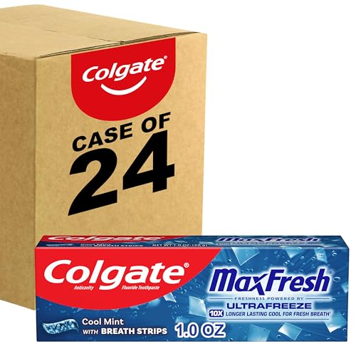 Pasta de Dientes Colgate MaxFresh Cool Mint, Tamaño de Viaje, Combate el Mal Aliento con Flúor y Mini Tiras de Aliento, 1.0 oz - imagen 2