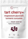 Tart Cherry+ con Magnesio Glicinato y Cúrcuma Curcumina al 95%, 300 Softgels | Alta Biodisponibilidad con Aceite de Semilla Negra | Extracto de - imagen 1