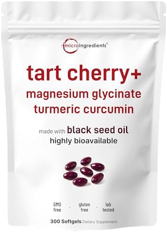 Tart Cherry+ con Magnesio Glicinato y Cúrcuma Curcumina al 95%, 300 Softgels | Alta Biodisponibilidad con Aceite de Semilla Negra | Extracto de - imagen 1