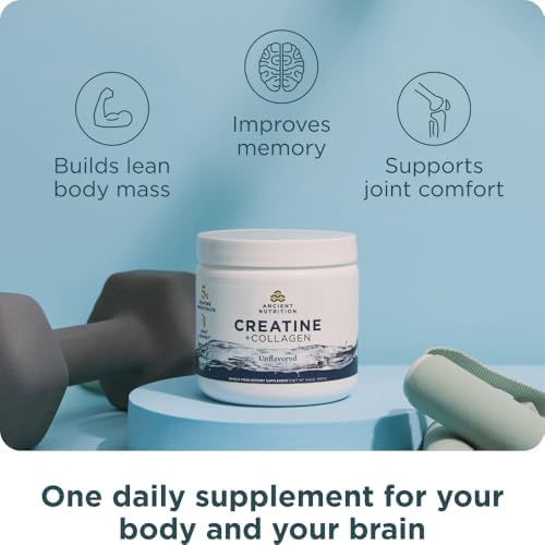 Ancient Nutrition Creatina + Colágeno – Fortalece Músculos, Aumenta Masa Muscular, Confort Articular y Soporte Cognitivo – 5g de Creatina - imagen 4