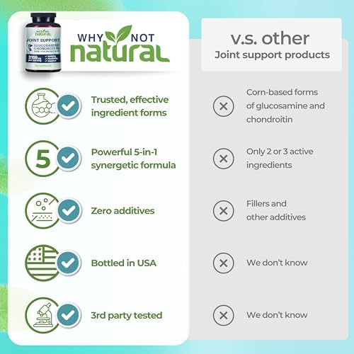 Suplementos Naturales de Glucosamina y Condroitina Why Not, MSM, Apoyo para Articulaciones - Salud de Rodillas y Articulaciones - imagen 5