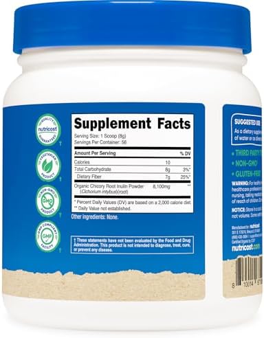 Nutricost Polvo de Inulina Orgánica 1LB (454 Gramos) - 7 Gramos de Fibra por Porción - de Raíz de Achicoria - Certificado USDA Orgánico - imagen 5