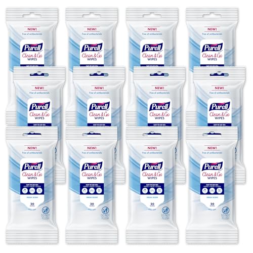 Toallitas Limpiadoras PURELL Clean & Go, para Piel y Superficies, Aroma Fresco, Paquete de Viaje de 20 Piezas (Paquete de 12), 9269-12-CMR - imagen 6