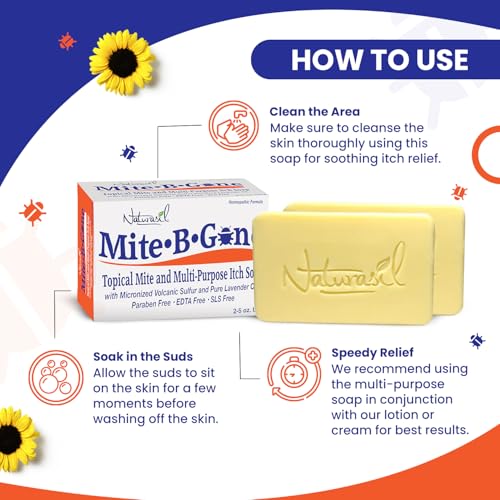 Jabón Mite-B-Gone para Alivio - Tratamiento Rápido Anti-Picazón con Azufre para Mitos Humanos, Picaduras de Insectos y Mosquitos | Seguro para Niños - imagen 6