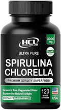 Cápsulas de Polvo de Chlorella y Spirulina 3000 mg - Algas Verdeazuladas Purísimas Sin BMAA - Superalimento Vegano Natural - Hecho en EE. UU. - imagen 1
