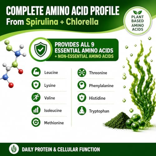 Cápsulas de Polvo de Chlorella y Spirulina 3000 mg - Algas Verdeazuladas Purísimas Sin BMAA - Superalimento Vegano Natural - Hecho en EE. UU. - imagen 7