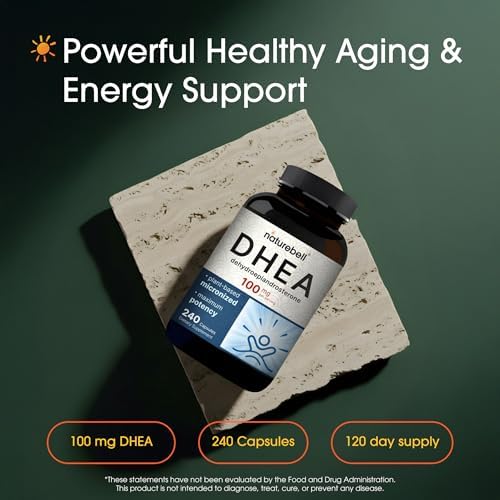 NatureBell DHEA 100mg - 240 Cápsulas - Suplemento DHEA para Energía, Salud Inmunológica y Envejecimiento Saludable - Alta Biodisponibilidad - Sin OGM - imagen 2