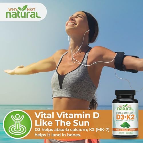 Suplemento Extra Fuerte de Vitamina D3 K2 (MK-7) con Espirulina Orgánica, 10000 IU en Cápsulas Veganas, Apoya la Salud Ósea, Inmunidad y Ánimo - imagen 3