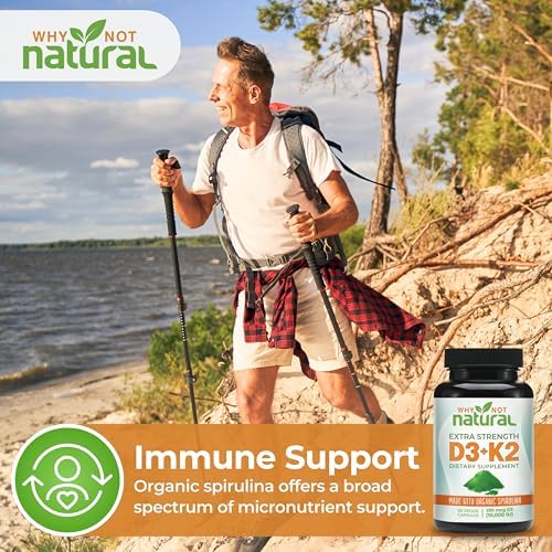Suplemento Extra Fuerte de Vitamina D3 K2 (MK-7) con Espirulina Orgánica, 10000 IU en Cápsulas Veganas, Apoya la Salud Ósea, Inmunidad y Ánimo - imagen 7