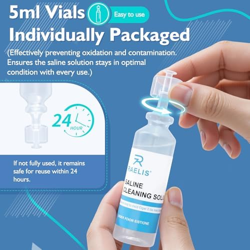 Solución Salina RAELIS, 300ml / 10.56 FL OZ, Solución Normal para Múltiples Usos, 5ml Cada Una, 60 por Caja - imagen 4