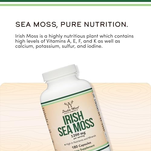 Cápsulas de Musgo Irlandés, Más Potentes que el Extracto de Gel de Musgo (180 Contenidos, 1,200mg por Porción) Superalimento Rico en Minerales de - imagen 4