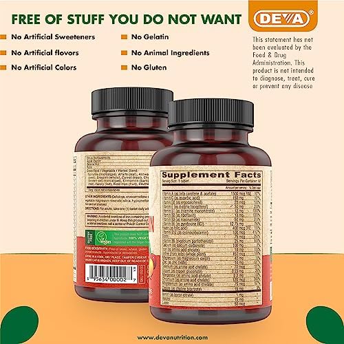 Suplemento Multivitamínico y Mineral Vegano DEVA con Hierro 2 Paquetes, Espirulina, Chlorella, Ashwagandha, Brócoli y Más, 90 Tabletas Recubiertas - imagen 6