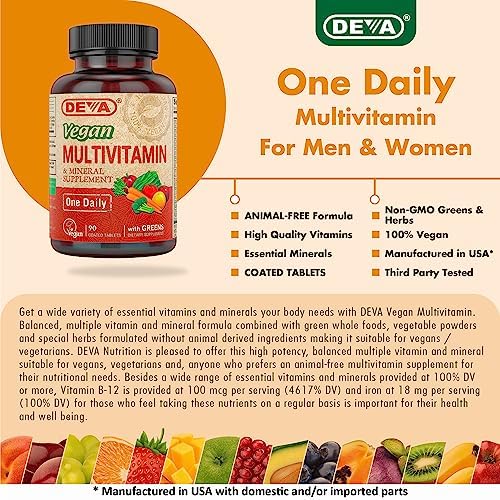 Suplemento Multivitamínico y Mineral Vegano DEVA con Hierro 2 Paquetes, Espirulina, Chlorella, Ashwagandha, Brócoli y Más, 90 Tabletas Recubiertas - imagen 8