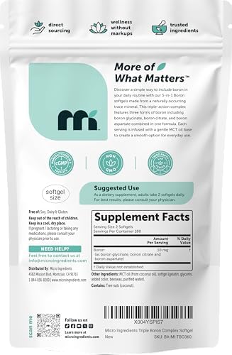 Complejo Triple de Boro Micro Ingredients 10mg por Porción, 360 Softgels con Aceite MCT | Suplemento de Boro para Hombres y Mujeres | Fórmula Triple - imagen 6