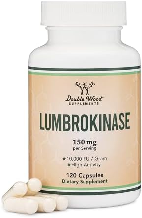 Suplemento de Enzimas Lumbroquinasa - 120 Cápsulas (Máxima Actividad 10,000 FU/Gramo) 150mg por Porción (Sin Rellenos, No OGM, Sin Gluten) para - imagen 1
