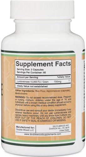 Suplemento de Enzimas Lumbroquinasa - 120 Cápsulas (Máxima Actividad 10,000 FU/Gramo) 150mg por Porción (Sin Rellenos, No OGM, Sin Gluten) para - imagen 3