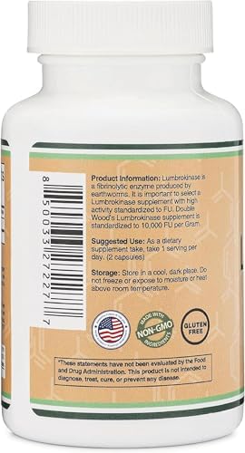 Suplemento de Enzimas Lumbroquinasa - 120 Cápsulas (Máxima Actividad 10,000 FU/Gramo) 150mg por Porción (Sin Rellenos, No OGM, Sin Gluten) para - imagen 4