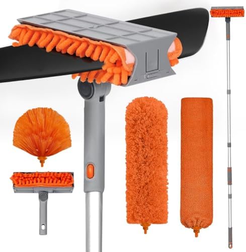 Limpiador de Ventiladores de Techo con Mango Extensible de 72'', Kit de Duster Reutilizable de Chenille y Microfibra para Aspas de Ventilador de - imagen 1