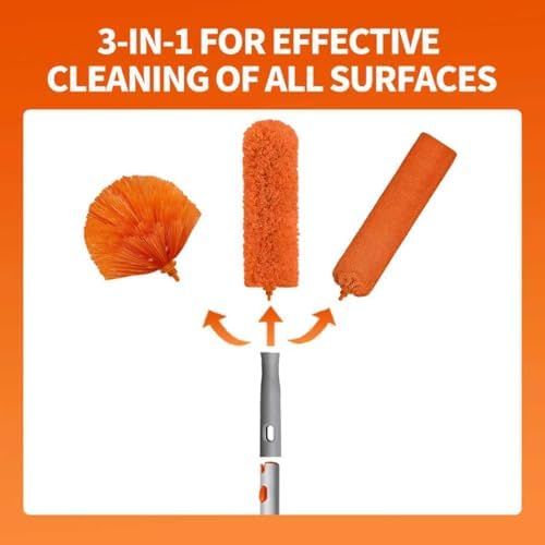 Limpiador de Ventiladores de Techo con Mango Extensible de 72'', Kit de Duster Reutilizable de Chenille y Microfibra para Aspas de Ventilador de - imagen 6