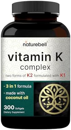 NatureBell Complejo de Vitamina K - 300 Softgels - 2,600mcg de Vitamina K - Suplemento para Huesos y Corazón - Alta Absorción K1 & K2 MK-4 & MK-7* - imagen 1