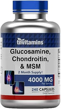tnvitamins Cápsulas de Glucosamina, Condroitina y MSM, 240 Contenidos | 4,000 mg por Porción | Suplemento para el Soporte Articular - imagen 1