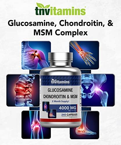 tnvitamins Cápsulas de Glucosamina, Condroitina y MSM, 240 Contenidos | 4,000 mg por Porción | Suplemento para el Soporte Articular - imagen 4