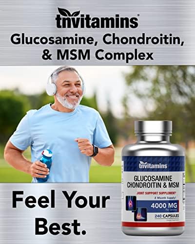 tnvitamins Cápsulas de Glucosamina, Condroitina y MSM, 240 Contenidos | 4,000 mg por Porción | Suplemento para el Soporte Articular - imagen 6