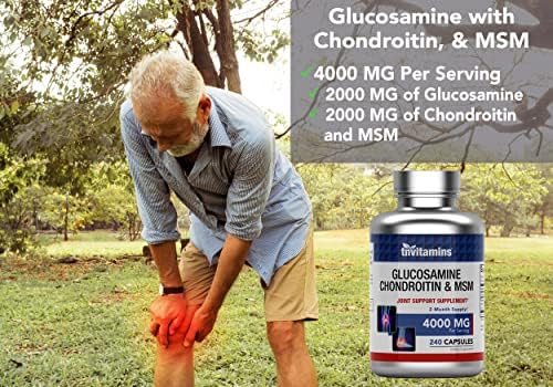 tnvitamins Cápsulas de Glucosamina, Condroitina y MSM, 240 Contenidos | 4,000 mg por Porción | Suplemento para el Soporte Articular - imagen 7