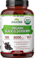 Zazzee Extracto de Saúco Negro Orgánico USDA 10:1, 120 Cápsulas Veganas, 2 Meses de Suministro, Antioxidante y Apoyo Inmunológico, Hecho en EE. UU. - imagen 1