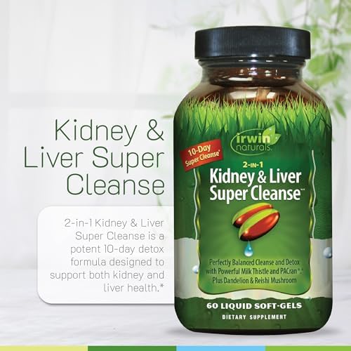 Irwin Naturals Limpieza Super 2 en 1 de Riñones y Hígado (10 Días) - Detox Balanceado de Hígado y Limpieza de Riñones - 60 Gelatinas Líquidas - imagen 5