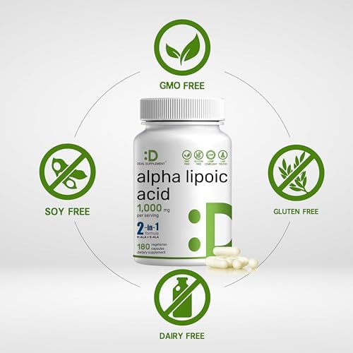 Ácido Lipoico 1,000mg, 180 Cápsulas Veganas – 50/50 R-ALA & S-ALA para Máxima Biodisponibilidad – Suplemento Antioxidante – Energía y Soporte del - imagen 3