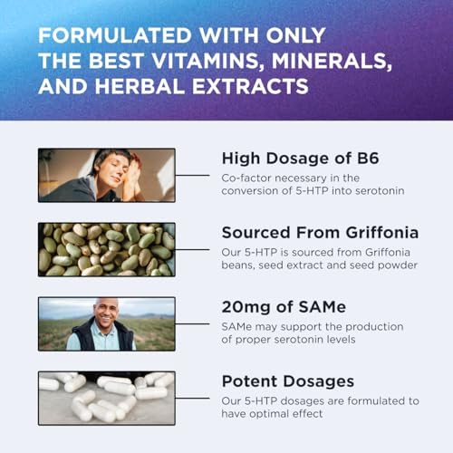 DR. EMIL NUTRITION 200 MG 5-HTP Plus con SAM-e para un Sueño Saludable y Bienestar - Suplemento 5HTP con Vitamina B6 - 60 Cápsulas Veganas, 30 - imagen 5